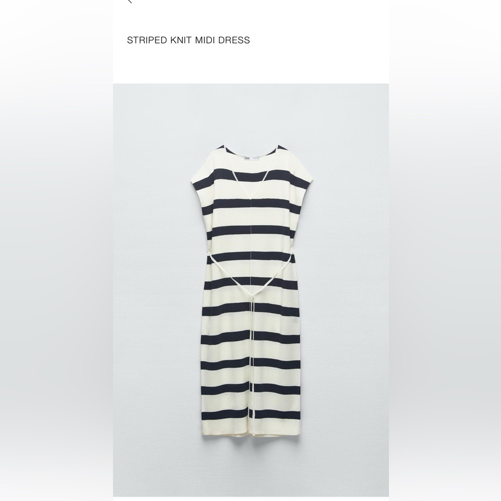 Zara Black and White Striped Midi Dress